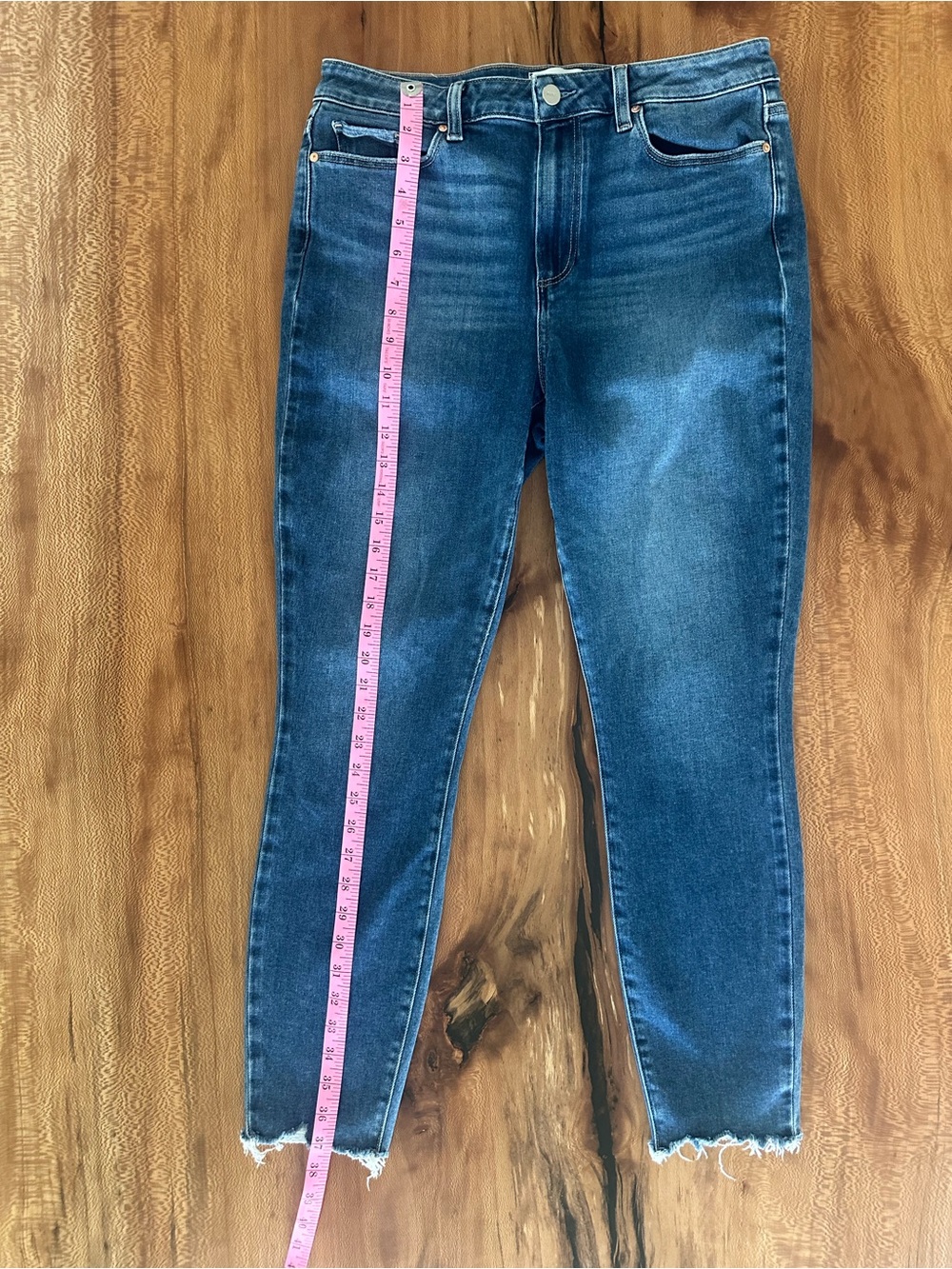 PAIGE Hoxton Ankle Ragged Frayed Hem Skinny Jeans Medium Wash Women's | Size 31 - Picture 11 of 15